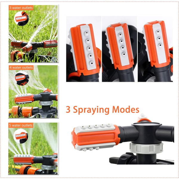 Trädgårdssprinkler 3 armar 360° automatiskt bevattningssystem
