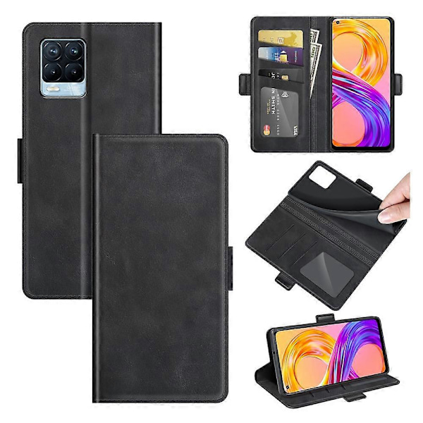 For OPPO Realme 8 / Realme 8 Pro Dobbeltsidig Magnetisk Spenne Horisontal Flip Lærveske med Holder & Kortspor & Lommebok