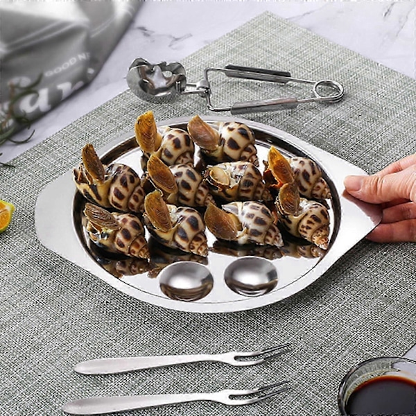 2 st Escargot-tallrik Rostfritt Stål Snigeltallrik Snäckbakplåt Köksredskap fg2025031702850