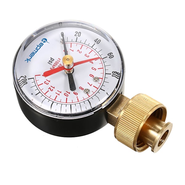 Lepmerk 2- 1/2'' Vandtryksmåler Vandtryk Testmåler 3/4'' Hun Slangegevind 0-200 Psi Med Rød Pegepind