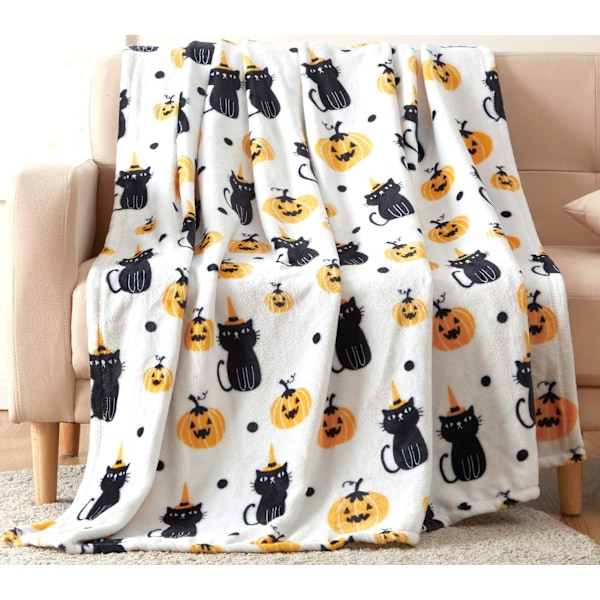 Halloween-teppe - Mykt Halloween-teppe 50\"x60\" - Koselig flanell grå Halloween-dekorasjon for fest sofa seng stue stil 11