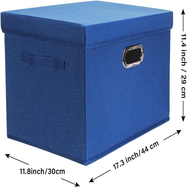 Storage Box - Foldable with Lid - Robust and Durable - Suitable for Storing Clothes and Toys - Textile Material - Navy Blue
