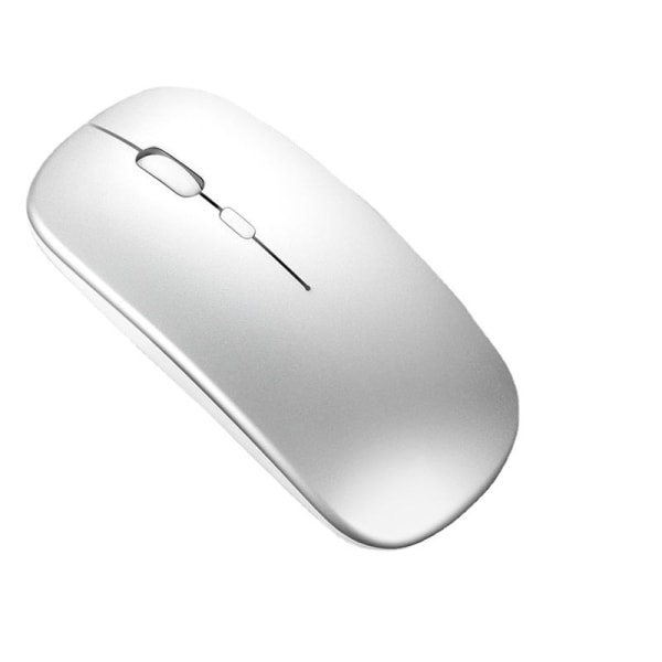 USB uppladdningsbar trådlös mus smal/tyst två lägen - silver