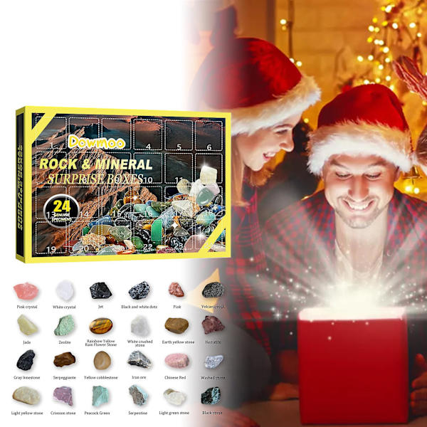 2023 Adventskalender  Blind Box Adventskalender med 24 stenar Stenförvaringslåda Pedagogisk julklapp till barn