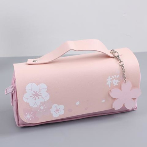 Cherry blossom pennal rosa, søtt pennal med stor kapasitet