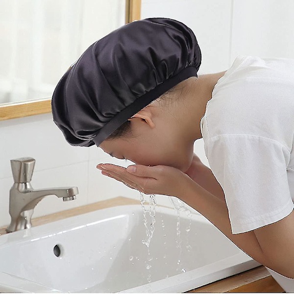 3 stk. satenghette sovehette, sovesilkehette bredt bånd satenghette silke natt sove TEV
