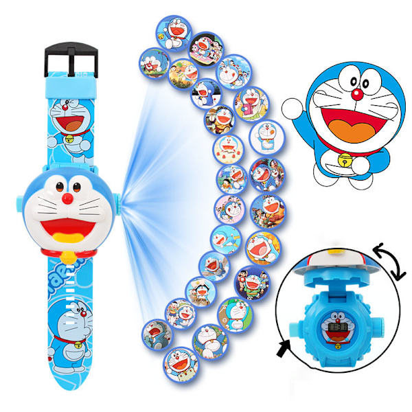 Jingle Cat Klockprojektionsur med projektorfunktion Cartoon Flip Toy Watch – 24 Slide Game Blue Eyes