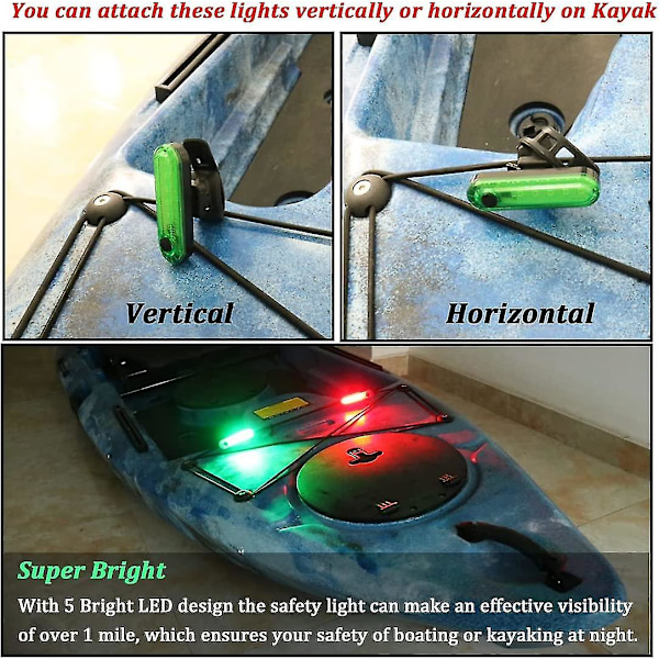 Kajak Navigationslys Agterlys Batteridrevet, Vandtætte Kajaklys Til Natkajak, Padlebrætlys