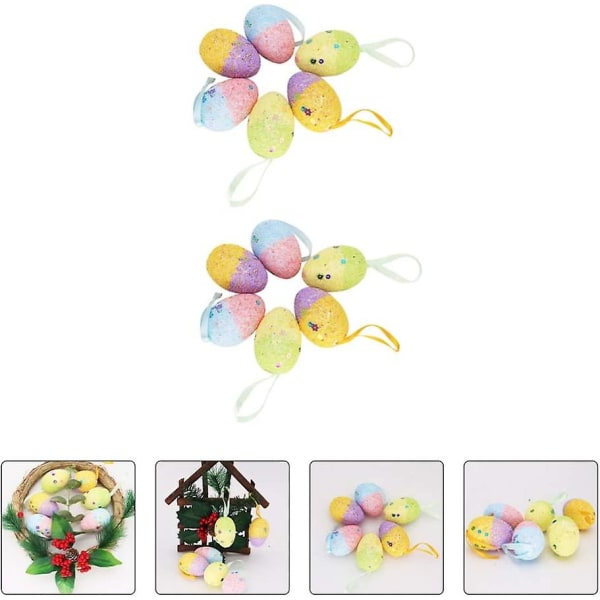 Easter Decorations 4*6cm Christmas Tree Foam Egg Decorations 12 Pieces (yu-b)