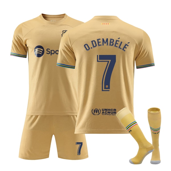 2223 Barcelona hjemme- og udebanetrøjer nr. 10 Messi nr. 21 De Jong kortærmede voksenbørns fodbolduniformer Z2 No9 24