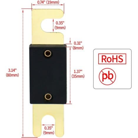 2-pack ANL-80A säkringar för billjudsystem - svart och guld