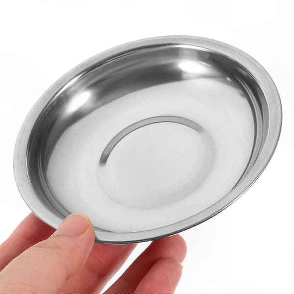 10 Stykker Små Runde Rustfri Stålplader til Sovser og Appetizers (10 cm Diameter)