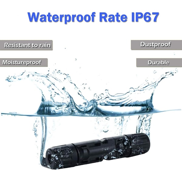 IP67 vedenpitävät uros/naaras aurinkopaneelin kaapeliliittimet aurinkosähköjärjestelmään (5 paria)