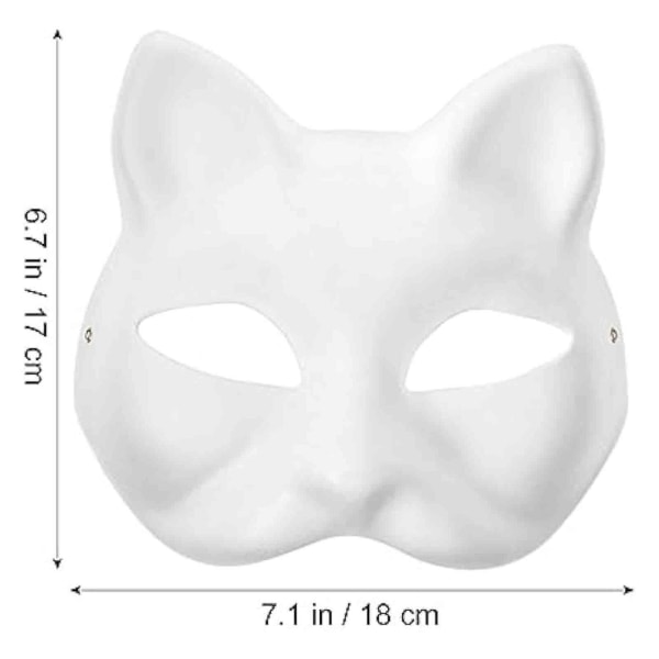 3 kpl kissan naamiota, Therian naamiot valkoiset kissan naamiot tyhjä DIY Halloween naamio Cosplay, 50% tarjous