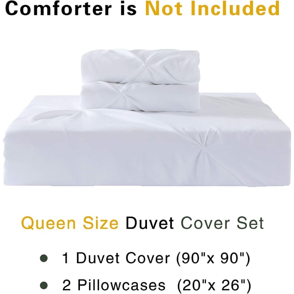 Valkoinen cover Queen Size Pinch laskostettu Queen Size cover Set wit