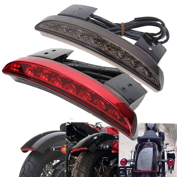 Røykfarget hakket skjermkant motorsykkel 8 LED rød stopplys baklys for Harley Sportster Xl 883n 1200n Xl1200v Xl1200x 1 stk - svart