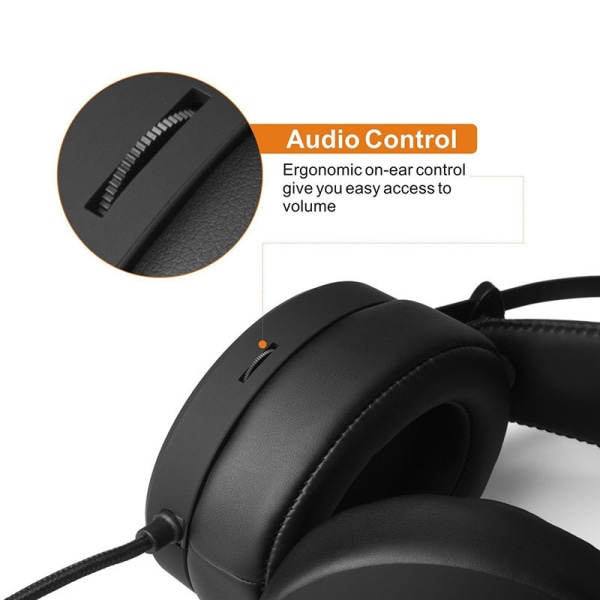 Hjerne Headset Headset Headset Gaming Headset med mikrofon øremuffe (sort)