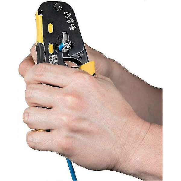Tools A-vdv226-110 Pass Thru RJ45 Ratschandeverktyg, Kompakt, Gul/Svart