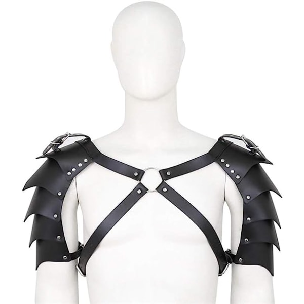 Adjustable Chest Strap One Shoulder Armor Leather Party Costume