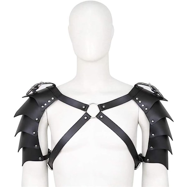 Justerbar bröstrem One Shoulder Armor Läderfestdräkt