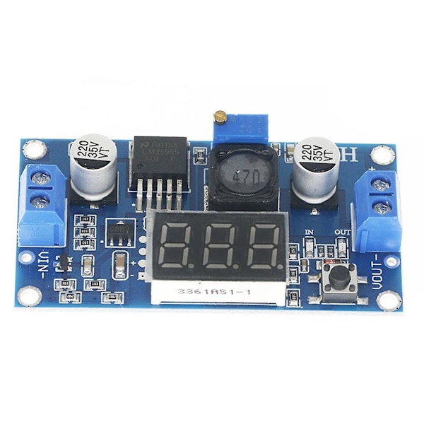 3 stk. LM2596 DC- Justerbar Step-Down Konverter Spenningsregulator LED Display Voltmeter 4.0-40V til 1