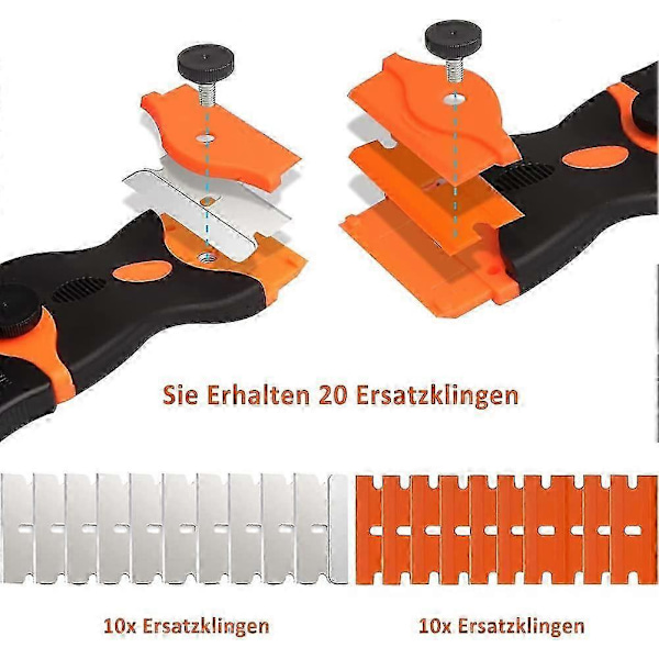 Keramisk kogepladeskraber med 14 rustfri stål- og plastikblade til induktionskogeplader