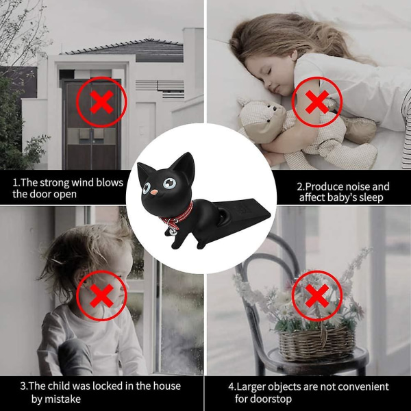 dørstopp søt katt dørstopp silikon dørstopper (svart og hvit katt)