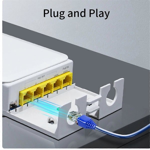 5 Port Vattentät POE Extender 4 Port Repeater Utomhus Nätverk IP55 VLAN 44-57V för POE Kamera Wierl