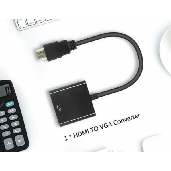 HDMI til VGA-kabel HDMI til VGA-forbindelseskabel HD 1080p guldbelagt hoved - sort, 0,15 m, 1 stk.