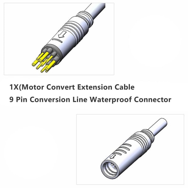 1x E-cykel motor kabelforlængerkabel 9-bens stik vandtæt 60cm