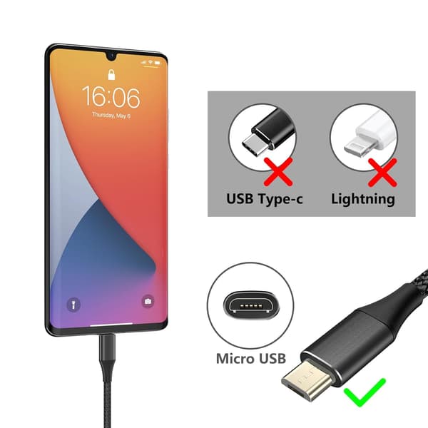 2025 Siste Modell 2-Pakning Micro USB-kabel Android-lader [6.6ft/3M], Micro USB-lader, USB A til Micro-kabel for Android Nylon, Kompatibel