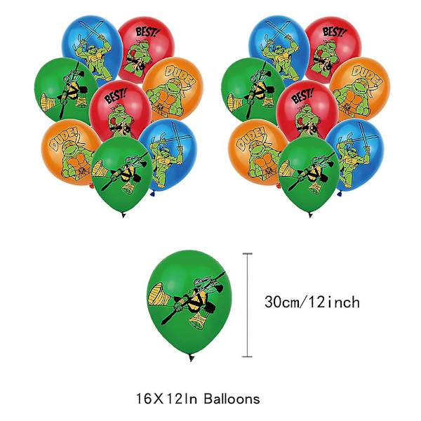 Teenage Mutant Ninja Turtles Tegnefilm Børnefødselsdagsfest Dekoration Ballon Banner Kage Toppers Sæt Festforsyninger Kits Festgave