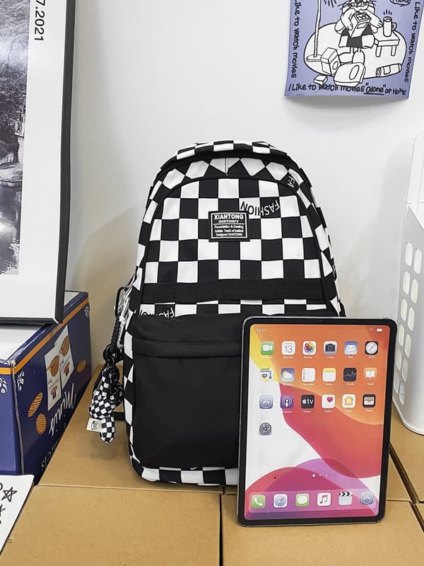 Ternet Rygsæk Gingham Skole Tasker Tilbage Til Skolen Tilbehør Til Studerende (Multifarvet)