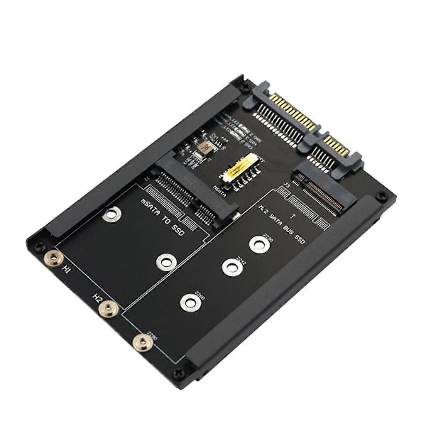 2-i-1 MSATA + B Key/B+M Key M.2 SSD till 2.5 SATA Adapterkort med Hölje Sockel för M2 NGFF SATA3
