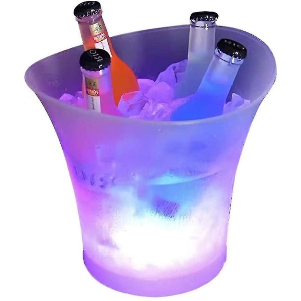 Led Ice Bucket, 5l suuri tilavuus pullon jäähdytin - samppanjan jäähdytin - viinin jäähdytin - juoman jäähdytin - jäähdytin Led vedenpitävä värinvaihdolla, osaksi