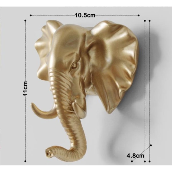 Ett stycke elefanthuvudkrok vägghängande vägghängande dekorativa hushålls multifunktions osynlig krok (guld)-10,5*4,8*11cm