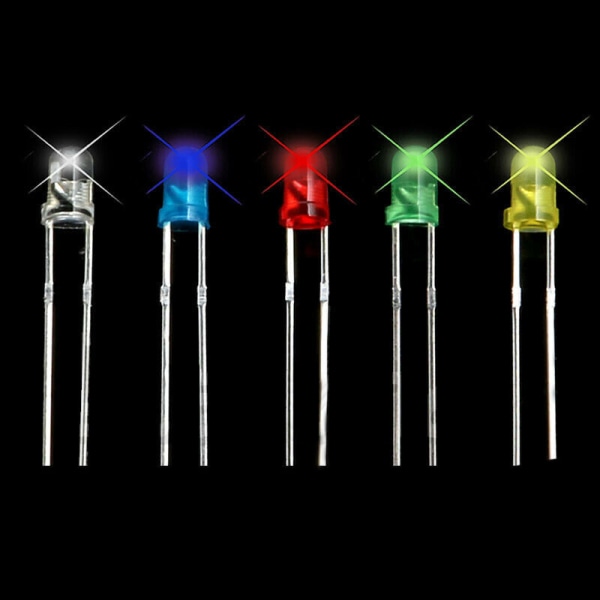 300 st 5 mm 3 mm blandade färger 2-stifts 5-färgs lysdioder elektroniska komponenter