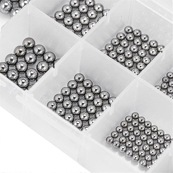 600st 12 Storlekar Precisionsstålkulor i Rostfritt Stål 1-8mm Metriska Cykelkullager Sortiment K