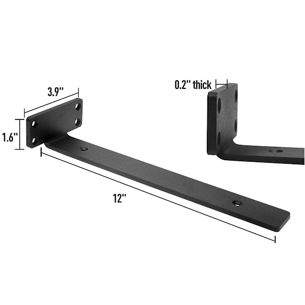 Stærke Flydende Hyldebeslag, (1/5 tommer Tyk) Skjulte Hyldebeslag, Støbejern L-Beslag, Ru