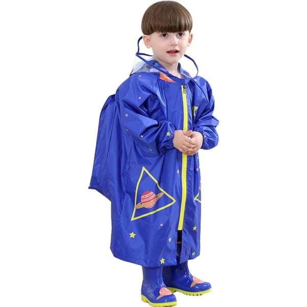 Regnjacka – modetecknad regnjacka för barn med stor takfot blå S