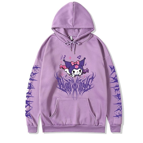 Nytt mode Sanrioed Långärmad Casual Punk Style Dam Luvtröja Kawaii Anime Kuromi Printed Sweet Cool Sweatshirts Flickor Present purple S