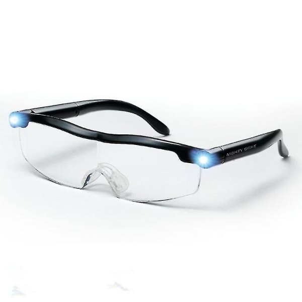Genopladelige briller Justerbare forstørrelsesglas 160 % læsebriller Bærbare forstørrelsesbriller med indbygget lys