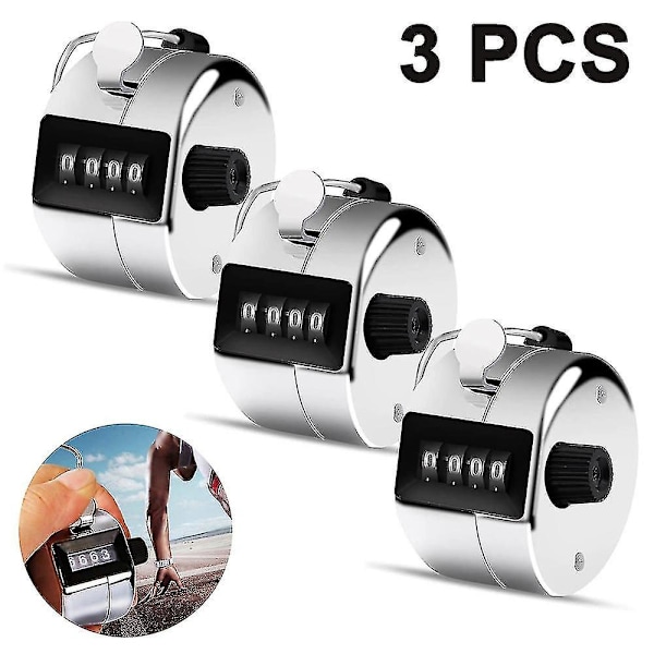 3pcs Metal Hand Tally Counter 4-digit Tally Counters