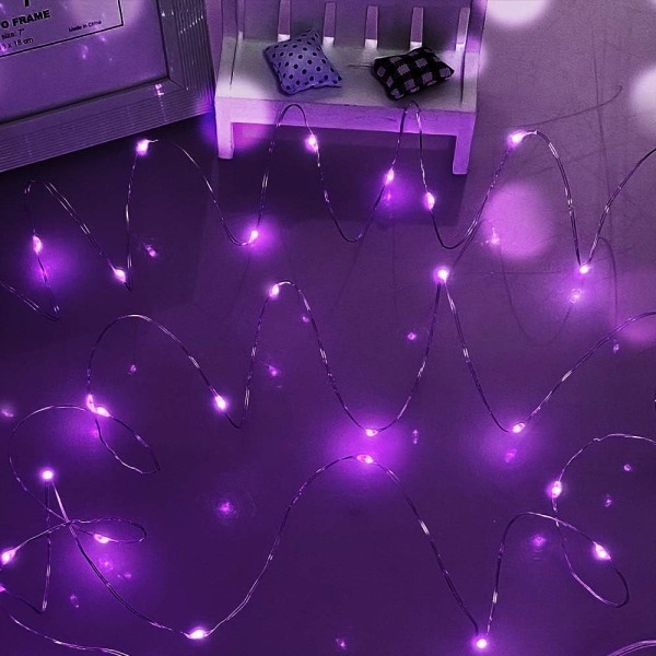 1 st Fairy String Lights, 5M 50 LED, stämningsljus för festbröllopsdekorationer (lila)