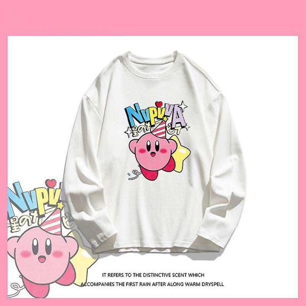 Kawaii Star Kirby Børne Sweatshirt Drenge Piger Forår Efterår Bomuld Sport Toppe Sød Anime Casual Pullover Børn Tøj Gave WHITE 110