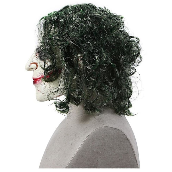 Halloween Joker Maske Cosplay Horror Skummel Klovnmaske Med Grønt Hår