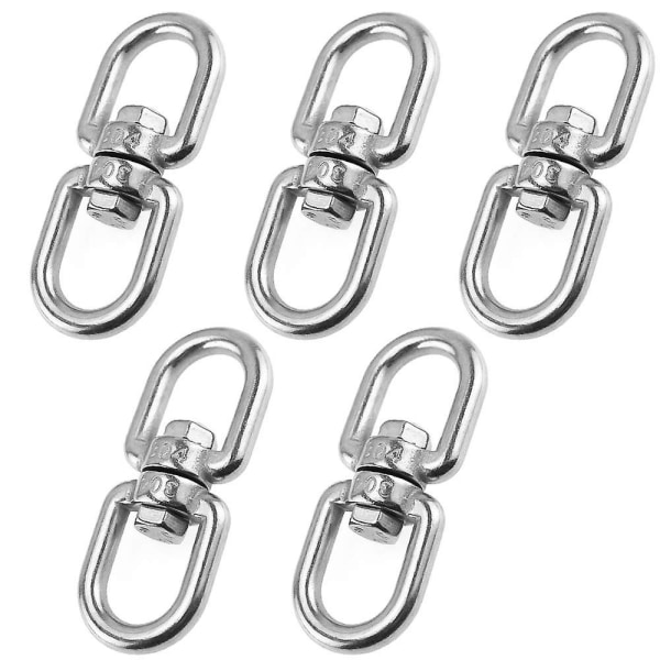 M6 svängbara ringar med dubbla ändar, 304 vridbara ringar i rostfritt stål (paket med 5)