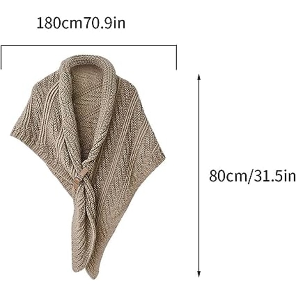 Efterår og vinter varmt læderspænde sjal sjalgaffel tyk trekantkappe strikket tørklæde til kvinder