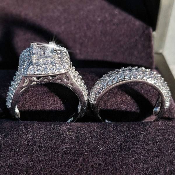 2 st zirkon mikroinlagda ring diamantringar STORLEK 8 STORLEK 8 storlek 8