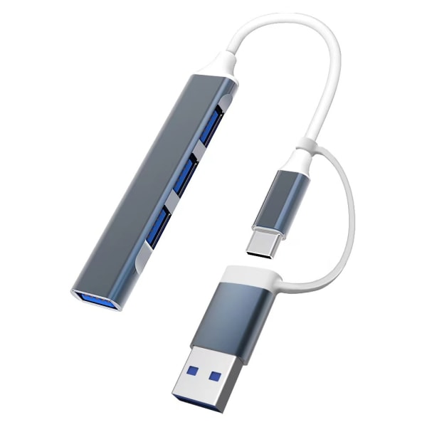 To-i-ett type-c en for fire + USB hannadapter grå